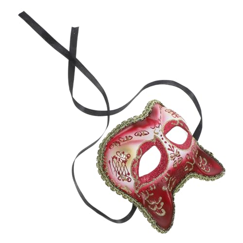 HANABASS Katzenmaske für Halbe Gesichtsmaske für Halloween Cosplay und Partys Bequem und Atmungsaktiv für Verschiedene Anlässe Langlebiges Material Weinrot HANABASS Katzenmaske für Halbe Gesichtsmaske für Halloween Cosplay und Partys Bequem und Atmungsaktiv für Verschiedene Anlässe Langlebiges Material Weinrot von HANABASS