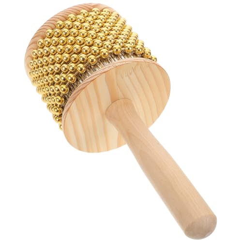 HANABASS Kleines Cabasa Percussion Instrument mit Holzgriff und Metallperlen Tragbarer Musikshaker für Erwachsene Exotischer Robust und Langlebig für Band und Bühnenauftritte von HANABASS