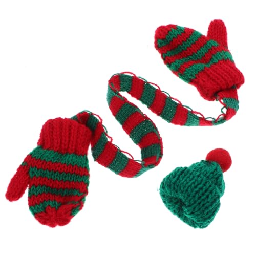 HANABASS Mini Weihnachtsmütze und Schal Strickzubehör für Puppen und Bastelprojekte Weihnachtliche Dekoration mit Charmantem Design für Kreative DIY von HANABASS