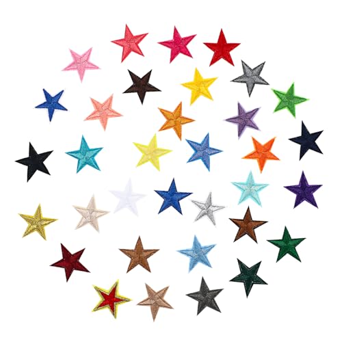 HANABASS Stern Aufnäher Farben Bügel und Nähflicken für Kleidung Rucksäcke Diy Dekoration Strapazierfähige Polyester Patches Einfache Anwendung für Kreative Projekte von HANABASS