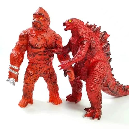 Godzill Toys The King of Monster, bewegliche gemeinsame Actionfiguren, Mini-Dinosaurier-Spielsets, Kindergeburtstagsgeschenke, Kuchenaufsätze, Packung (Rot G und roter König) von HANBO