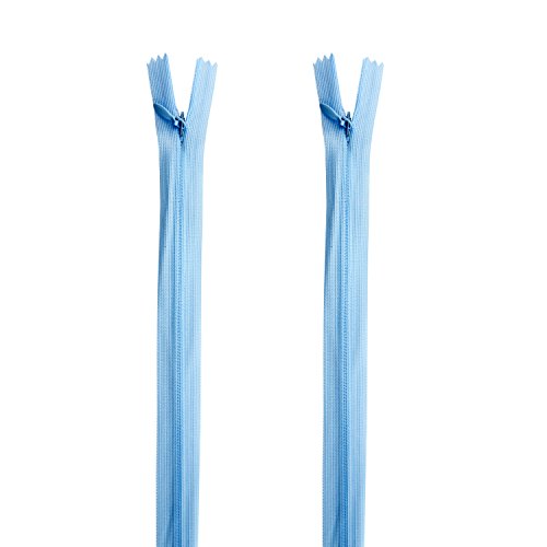 HAND® 2 Stück Himmel Pastell blau Reißverschluss für Kleider, Röcke, Blusen, Hosen etc. - 10 Zoll (25,5 cm) lang - Zip-Nylon und Metall-Reißverschluss-Kopf von HAND