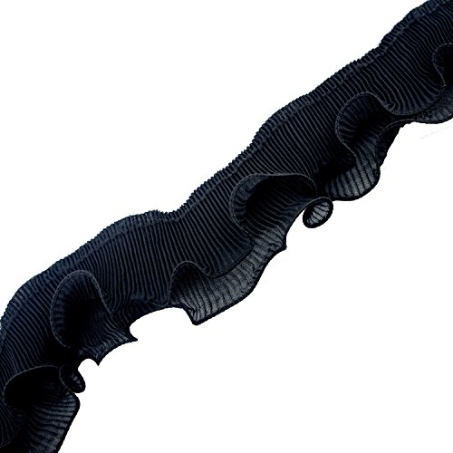 HAND® Schwarzes Nylon Rüschen Rüsche elastisch Stutzen 2 Schichten - 70 mm breit - 3 Meter von HAND