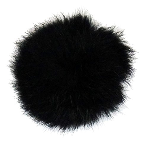 HAND ® Schwarze dekorative Kaninchen-Pelz Pom Pom Borte 7cm Durchmesser sortierte Farben - 4er-Pack von HAND