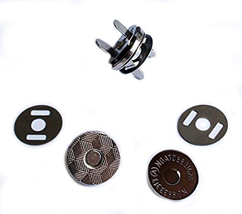 HAND 5 Full Set Magnetknöpfe, Snap Tasche Magnetverschluss, Silber Druckmuster 18 mm von HAND