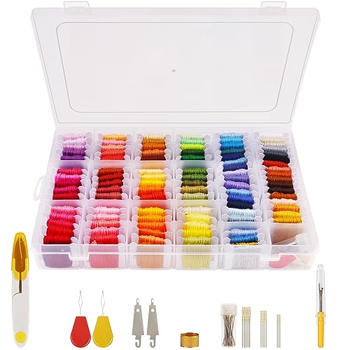Handi Stitch 148-Teiliges Stickgarn Set - Kreuzstich Set mit Transparenter Stickgarn Aufbewahrungsbox aus Kunststoff - 110 Fäden auf Papierspulen - Garn für Freundschaftsbänder & DIY-Handwerk Handi Stitch 148-Teiliges Stickgarn Set - Kreuzstich Set mit Transparenter Stickgarn Aufbewahrungsbox aus Kunststoff - 110 Fäden auf Papierspulen - Garn für Freundschaftsbänder & DIY-Handwerk von HANDI STITCH
