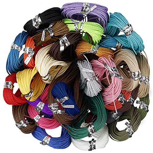 Handi Stitch 30er Pack Gewachste Schnur Reissfest Polyester Garn 1 mm Buntes Wachsgarn Set 10 m - Reißfester Garn zur Herstellung von Fußketten & Halsketten, Makramee Armbänder, Pflanzenbügeln von HANDI STITCH