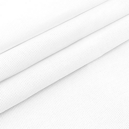 Handi Stitch Leinenstoff Meterware Kreuzstich Stoff Weiß (18-Fädig) Stick Stoffe Aida Stoff zum Sticken 1 x 1,5m – Leinwand Stoff Groß Stoff zum Sticken, Nähen, DIY, Basteln, Stickerei Kreuzstich von HANDI STITCH