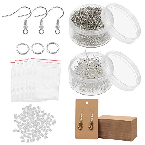 HANDI STITCH Schmuck Selber Machen Ohrringe Selber Machen Set mit Ösen, Haken, Ohrring Stecker Verschluss, Kärtchen und Tüten (900-Teilig) – Ohrring Rohlinge Schmuck Set DIY, Schmuck Reparatur Set von HANDI STITCH