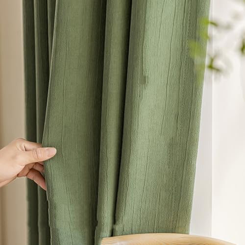 HANGEENGS 1 Stück Grün Samt Vorhänge,Verdunklungsvorhang Blickdicht Samtvorhänge Mit Ösen Für Wohnzimmer Thermogardine Verdunkelungsgardinen Für Gardinen,Chenille Olive Green,70x275 cm(BxH) von HANGEENGS