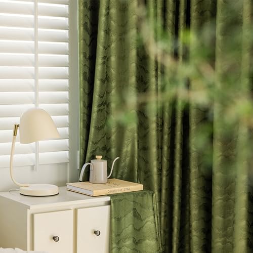 HANGEENGS 1 Stück Grün Samt Vorhänge,Verdunklungsvorhang Blickdicht Samtvorhänge Mit Ösen Für Wohnzimmer Thermogardine Verdunkelungsgardinen Für Gardinen,Print Green,177x90 cm(BxH) von HANGEENGS