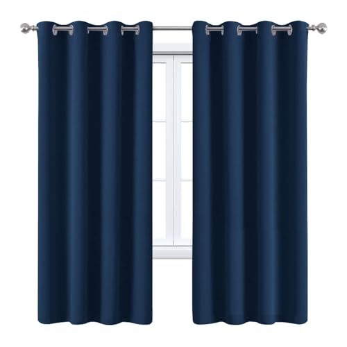 HANGEENGS 1 Stück Vorhang Blickdicht Gardinen Schlafzimmer Mit Ösen,Verdunkelungsvorhänge Thermovorhang Kälteschutz Hitzeschutz Für Wohnzimmer Schlafzimmer,Dark Blue,165x140 cm(BxH) von HANGEENGS