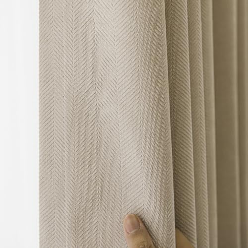 HANGEENGS 2 Stück Verdunklungsvorhänge Gardinen Vorhang Blickdicht Thermovorhang Kälteschutz Vorhänge Für Wohnzimmer Modern Schlafzimmer Wärmeisolierend,Beige,85x305 cm(BxH) von HANGEENGS