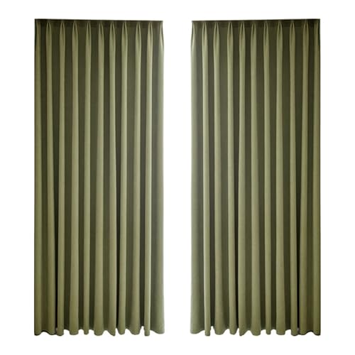 HANGEENGS 2 Stück Verdunklungsvorhänge Gardinen Vorhang Blickdicht Thermovorhang Kälteschutz Vorhänge Für Wohnzimmer Modern Schlafzimmer Wärmeisolierend,Grün,305x275 cm(BxH) von HANGEENGS