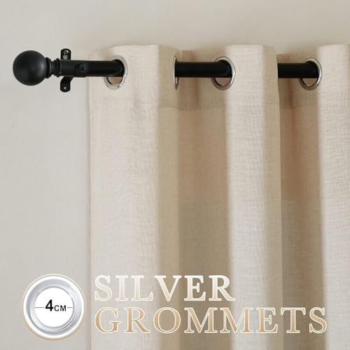HANGEENGS Leinen Vorhänge Mit Ösen Natürliche Leinenstruktur Gardinen Für Fenster Schlafzimmer Wohnzimmer,Voile Vorhang Sheer Leinenvorhang Transparente Leinen Gardinen,Beige,85x215 cm(BxH) von HANGEENGS