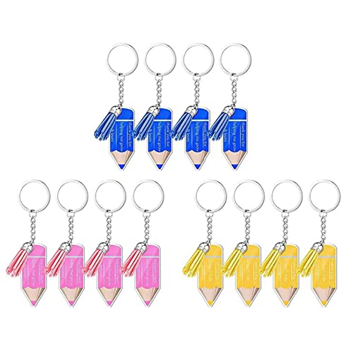HANGELI 12 x bunte Quasten, Bleistift-Schlüsselanhänger, klares Acryl, Ornamente, Schlüsselanhänger-Set, Abschluss-Thema, Schlüsselanhänger HANGELI 12 x bunte Quasten, Bleistift-Schlüsselanhänger, klares Acryl, Ornamente, Schlüsselanhänger-Set, Abschluss-Thema, Schlüsselanhänger von HANGELI
