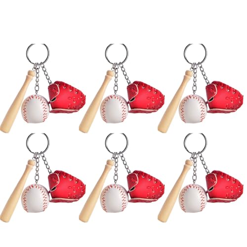 HANGELI Baseball-Schlüsselanhänger, Baseball-Schlüsselhalter, Rucksack, Geldbörse, Charm-Anhänger, Schlüsselanhänger, Zubehör, Kindergeburtstag, Partyzubehör, 6 Stück von HANGELI