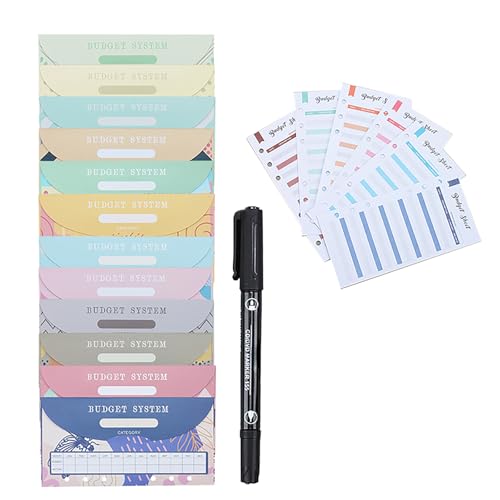 HANGELI Budget-Blätter mit 6 Löchern, Umschlag und doppelseitigem Marker-Set, Ausgabenplaner, Budgetblätter, Einsatz für Budgetplaner, 25 Stück HANGELI Budget-Blätter mit 6 Löchern, Umschlag und doppelseitigem Marker-Set, Ausgabenplaner, Budgetblätter, Einsatz für Budgetplaner, 25 Stück von HANGELI