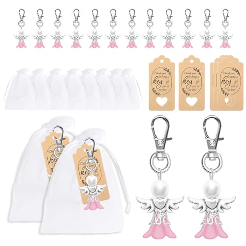 HANGELI Cherub Schlüsselanhänger-Set mit Tasche, Engel-Anhänger, Hochzeit, Taufe, Schlüsselanhänger, Gastgeschenk für Party von HANGELI