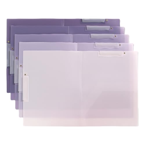 HANGELI Dokumententasche mit drehbarer Klemme, transparent, Dokumenten-Organizer, Aktenordner, Querformat, Präsentationsmappe, Kunstmappe, 5 Stück von HANGELI