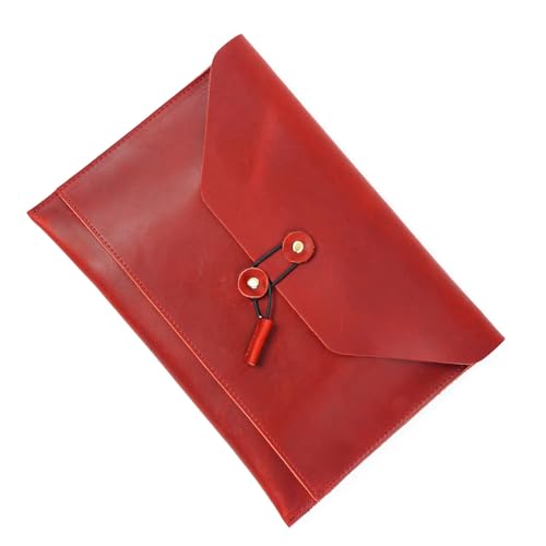 HANGELI Leder Aktenordner Multifunktionale Dokumententasche mit mehreren Kartenfächern und Schnurverschluss, Leder Laptop Sleeve Case von HANGELI