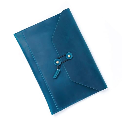 HANGELI Leder Aktenordner Multifunktionale Dokumententasche mit mehreren Kartenfächern und Schnurverschluss, Leder Laptop Sleeve Case von HANGELI