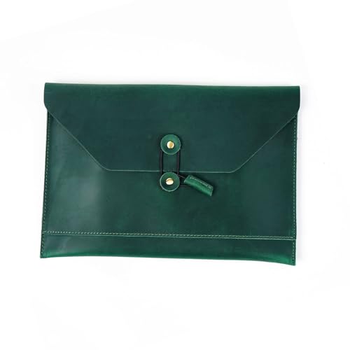 HANGELI Leder Aktenordner Multifunktionale Dokumententasche mit mehreren Kartenfächern und Schnurverschluss, Leder Laptop Sleeve Case von HANGELI
