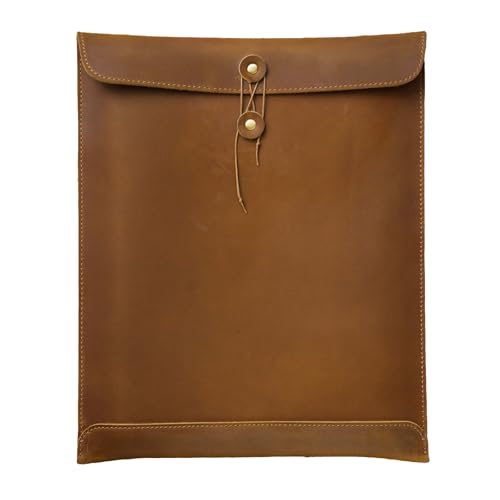 HANGELI Multifunktionale Dokumententasche aus PU-Leder, mit Kordelverschluss, Laptophülle, Briefform, Aktenordner von HANGELI