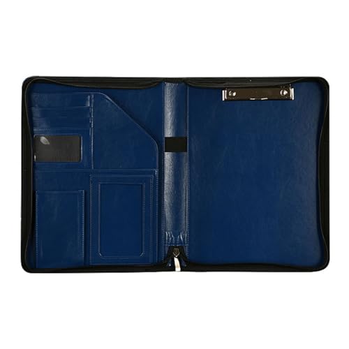 HANGELI Multifunktionale Konferenzmappe mit Reißverschluss, Leder, Business-Dateimappe mit Tasche, Kartenhalter, Stiftschlitz, Klemmbrett von HANGELI