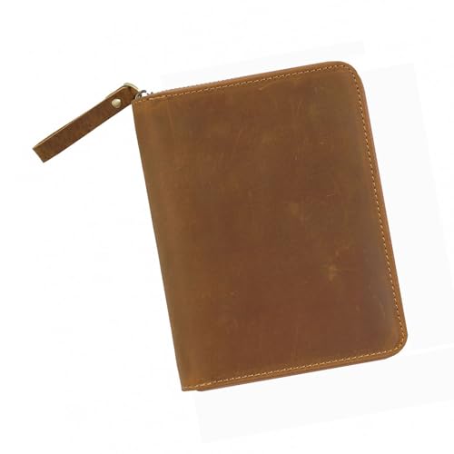 HANGELI Vintage-Ledereinband mit Reißverschluss für 8,9 x 14,9 cm große Taschenfeld-Notizblöcke, Leder-Tagebuch-Schutzhülle von HANGELI