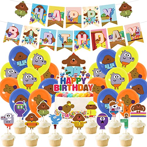 Hey Duggee Geburtstagspartyzubehör, Hey Duggee Dekorationen enthalten Banner, Kuchenaufsatz, Luftballons für Kinder, Babyparty, Geburtstagspartyzubehör von HANGHANG