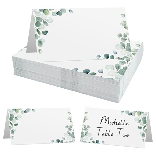 HANIUTTY 40 Stück Tischkarten Hochzeit, Elegantes Design Sitzplatzkarten Tischdekoration Namenskarten Tischkarten Eukalyptus Hochzeitseinladungskarten Platzkarten, Namensschilder zum Beschriften von HANIUTTY