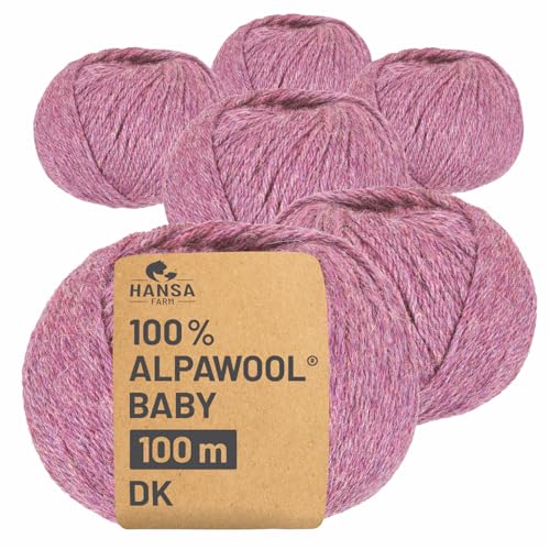 HANSA-FARM | 100% Baby Alpakawolle in 50+ Farben (kratzfrei) - 300g Set (6 x 50g) - weiche Alpaka Wolle zum Stricken & Häkeln in 6 Garnstärken by Hansa-Farm - Beere Heather (Rosa-Lila) von HANSA-FARM