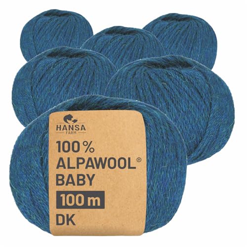 HANSA-FARM | 100% Baby Alpakawolle in 50+ Farben (kratzfrei) - 300g Set (6 x 50g) - weiche Alpaka Wolle zum Stricken & Häkeln in 6 Garnstärken by Hansa-Farm - Deep Ocean Heather (Blau) von HANSA-FARM