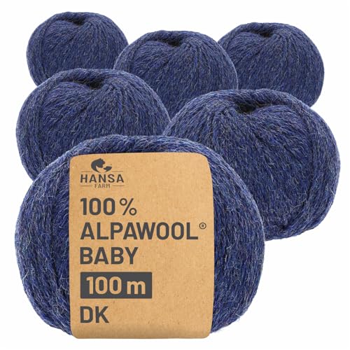 HANSA-FARM | 100% Baby Alpakawolle in 50+ Farben (kratzfrei) - 300g Set (6 x 50g) - weiche Alpaka Wolle zum Stricken & Häkeln in 6 Garnstärken by Hansa-Farm - Dunkelblau Heather (Blau) von HANSA-FARM