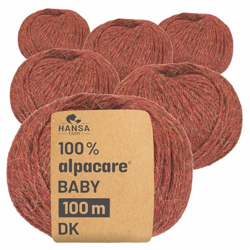 HANSA-FARM | Alpacare 100% die 1. maschinenwaschbare Baby Alpakawolle - 300 Set DK (6 x 50g) - kratzfreie Alpaka Wolle zum Stricken & Häkeln - Herbstlaub von HANSA-FARM