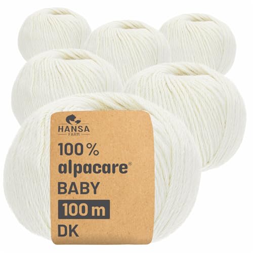 HANSA-FARM | Alpacare 100% die 1. maschinenwaschbare Baby Alpakawolle - 300 Set DK (6 x 50g) - kratzfreie Alpaka Wolle zum Stricken & Häkeln - Natur von HANSA-FARM