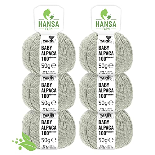 HANSA-FARM | Alpacare 100% waschbare Baby Alpakawolle in 25 Farben - 300 Set DK (6 x 50g) - Die 1. maschinenwaschbare 100% Alpaca Wolle - kratzfreie Alpaka Wolle zum Stricken & Häkeln - Silbergrau von HANSA-FARM