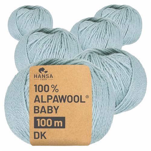 HANSA-FARMA Alpakawolle in 50 Farben (kratzfrei) - 300g Set (6 x 50g) - weiche Baby Alpaka Wolle zum Stricken & Häkeln in 6 Garnstärken Petrol, Eisblau CF243 von HANSA-FARM