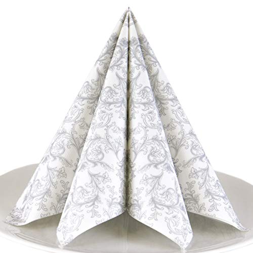Servietten Ornament silber Premium Airlaid, STOFFÄHNLICH | 125 Stück | 40 x 40cm | Hochzeitsserviette | hochwertige edle Serviette für Hochzeit, Geburtstag, Party, Taufe, Kommunion | made in Germany Servietten Ornament silber Premium Airlaid, STOFFÄHNLICH | 125 Stück | 40 x 40cm | Hochzeitsserviette | hochwertige edle Serviette für Hochzeit, Geburtstag, Party, Taufe, Kommunion | made in Germany von HANTERMANN