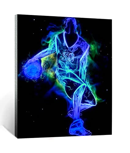 Malen nach Zahlen Kit für Erwachsene und Kinder Kinder Anfänger Männer, die Basketball-Landschaft spielen Diy vorgedruckte Leinwand mit 4 Pinseln Acrylfarbe Home Art Dekoration 16 * 20inch von HANTIAN