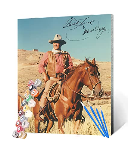 Malen nach Zahlen Kits für Erwachsene und Kinder John Wayne 18 mit Pinsel und Acrylpigment Diy Digitale Leinwand Malerei für Erwachsene Anfänger-16X20 Zoll Rahmenlos von HANTIAN