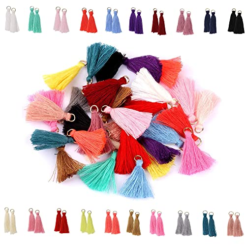 HAOBIN 120 StüCk Quaste AnhäNger Troddel AnhäNger 3 cm Bunte Troddel Bunt Mini Quasten AnhäNger Bunt Quaste AnhäNger FüR DIY Schmuck Ohrring Machen,Souvenir SchlüSselanhäNger Basteln ZubehöR von HAOBIN