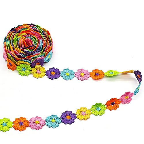 5 Yard 25 Mm Blumen Spitzenband Florale Spitzenborte Zierband Zum NäHen Borten Und BäNder Zum NäHen Geschenkband Blumenband Stickerei NäHgüRtel,Kunsthandwerk Dekoration Hochzeit NäH (Flowers) von HAOBIN