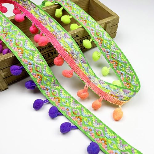 5.6 Meter Quaste Trim Band Pompon Borte Fringe Pompoms Bunt Fransen Quasten Trim Fransen Spitzenborte Pomponborte Pom Bommelborte Pom Poms Balls Fransenbesatz FüR Heimwerker NäH ZubehöR Dekoration (K) von HAOBIN