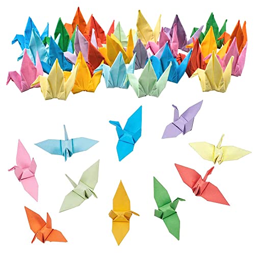 HAOBIN 100 StüCk origami kranich Origami Papier Kraniche papierkraniche Vogel Aus Papier Handgefertigte Origamis Vogel Gefaltet Papier Vogelpapier FüR Hochzeitsfeier Hintergrund Home Decor (farbig, M) von HAOBIN