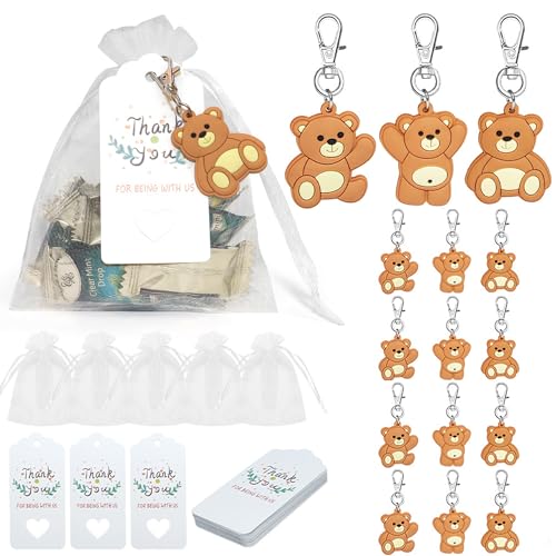 HAOBIN 15 StüCk Bär SchlüSselanhäNger Gastgeschenk Kommunion Gastgeschenke Taufe SchlüSselanhäNger Gastgeschenke Hochzeit +Organzabeutel+Kraftetikett FüR Taufgeschenke,Dankesgeschenke (Bär) von HAOBIN