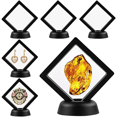 HAOBIN 6 StüCk Halter Floating Frame Display Holder MüNz Display Box Schweberahmen Displayrahmen MüNzrahmen MüNzenstäNder PräSentationsstäNder Mit Basis FüR Display Ring AnhäNger Armband Schmuck (6) von HAOBIN