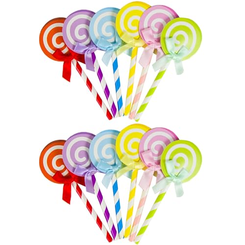 HAOBIN Lollipop Kuchen Topper Tortendeko Cupcake Toppers Dekoration Tortendeko Geburtstag Cake Topper Tortendekoration Diy-Kuchendekoration,Hochzeit,Geburtstag,Dekoration,6 Farben (A, 12) von HAOBIN