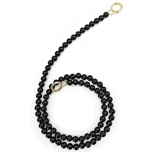 HAOBIN Perle Griff Kette Taschenkette Perle Korn Kettenriemen Taschenhenkel Kette Tasche Griff Ersatz TascheKette Dekoration Kette Schultergurtkette Ersatz Damentaschenkette (Schwarz, 100cm) von HAOBIN